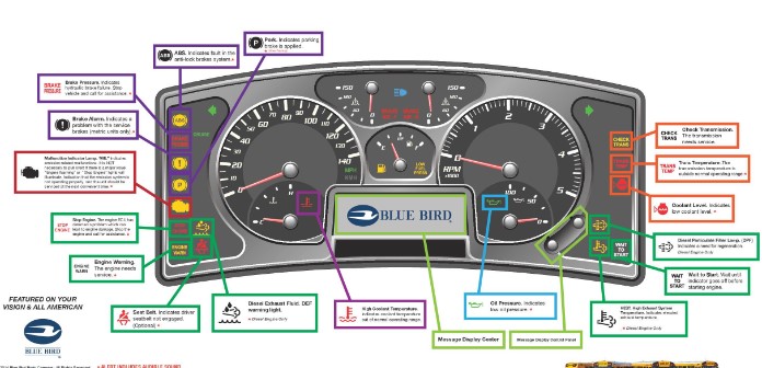 What are Bluebird Bus Dash Warning Lights