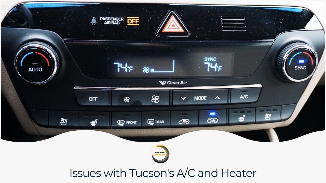 A summary of heating and air conditioning problems frequently experienced in the Hyundai Tucson.