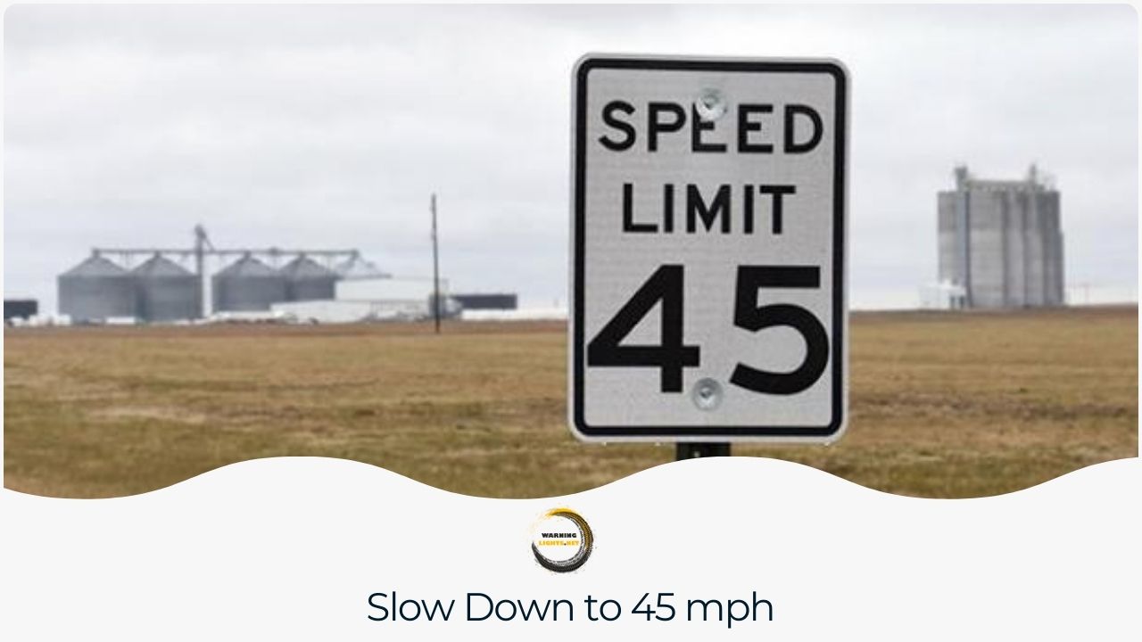 Advice on reducing speed to 45 mph, a step that may be part of a specific vehicle's reset procedure.